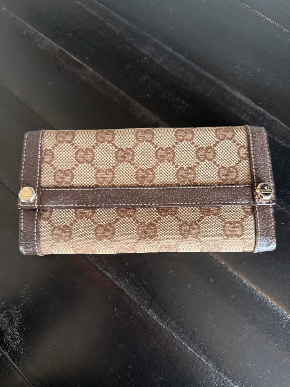 Gucci Beige and Brown GG Canvas Continental Wallet